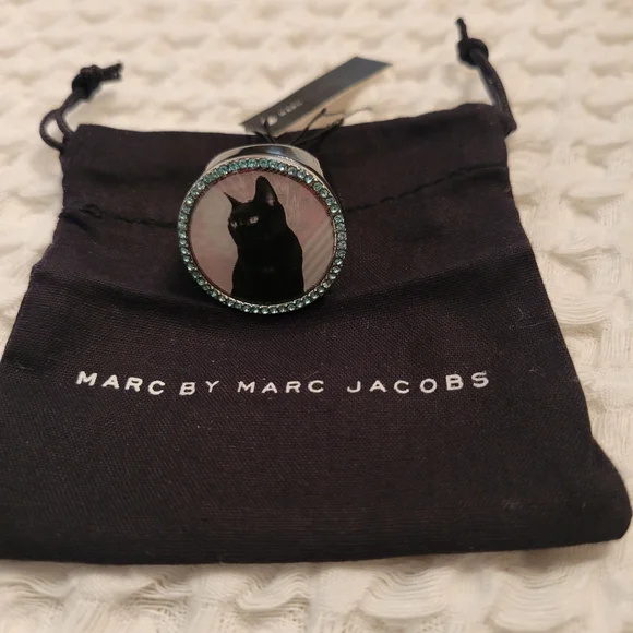 Marc By Marc Jacobs Black Cat Ring with Blue Accents - Picture 2 of 9